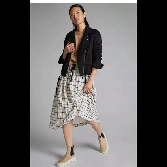 ANTHROPOLOGIE BY MARRAKECH Brushed Twill Black Zip Moto Jacket Sz XS ($148)